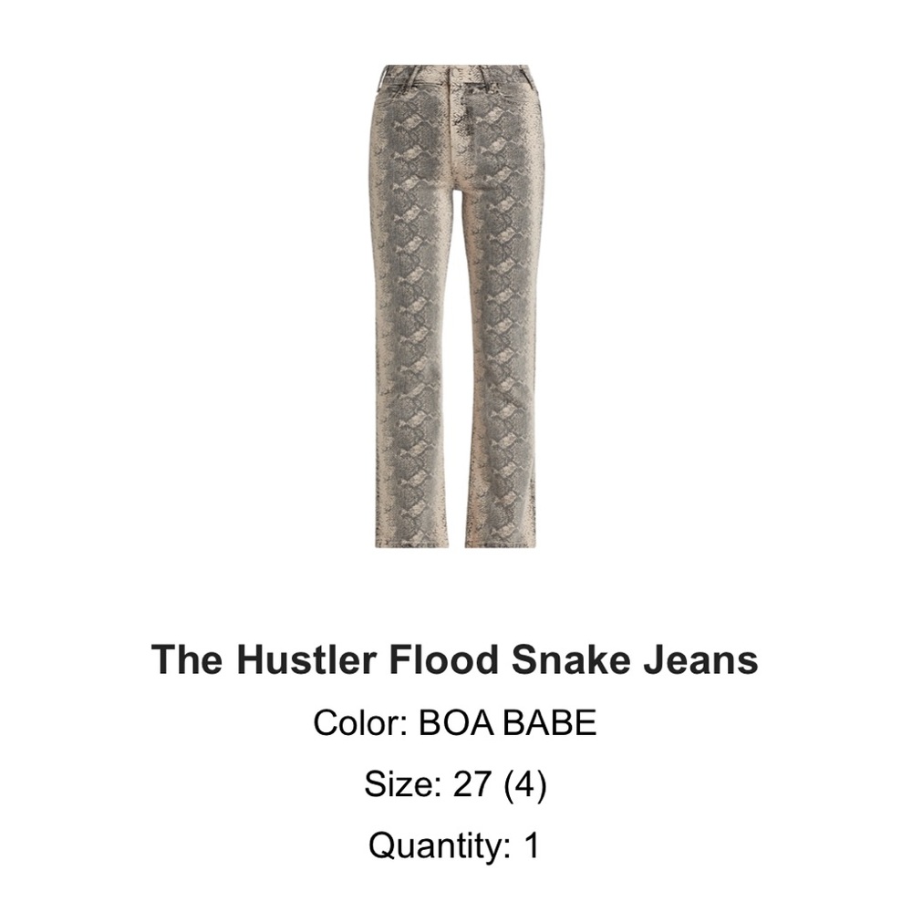 New with tag MOTHER Black and Cream snakeskin Jean